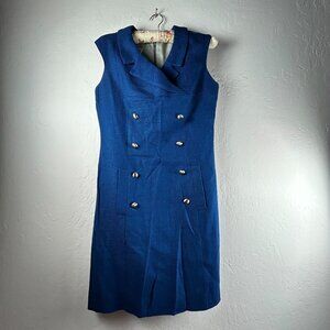 Vintage Alison Ayres Original Franklin Simon New York Double Breasted Dress Blue